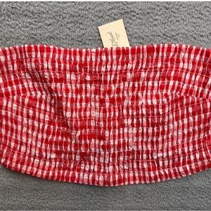UNIVERSAL thread Tube top size XXL Red and White Gingham Smocked Bandeau